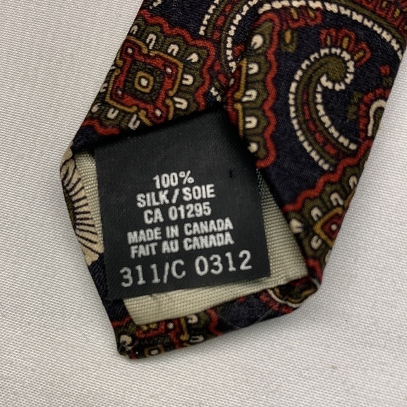 St Michael Paisley 100% Silk Neck Tie NWOT Navy Blend - Picture 5 of 7